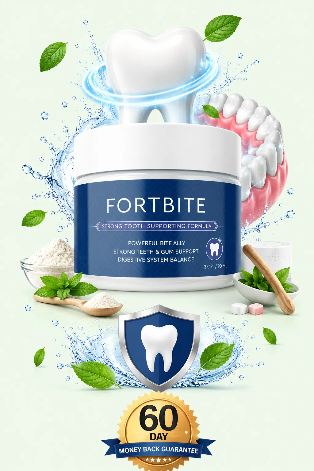 FortBite Official Teeth and Gum Support Supplement Bottle
